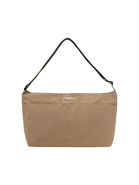 [emis] NYLON CROSSED BODY BAG-BEIGE