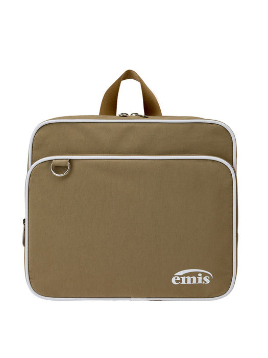Emis Nylon Zip-Pocket Backpack-Beige