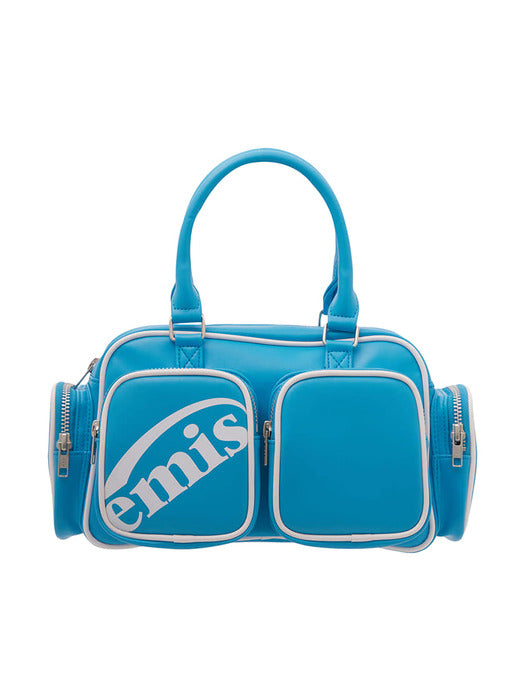 [emis] CROPPED LOGO MULTI-POCKET BAG-AQUA BLUE
