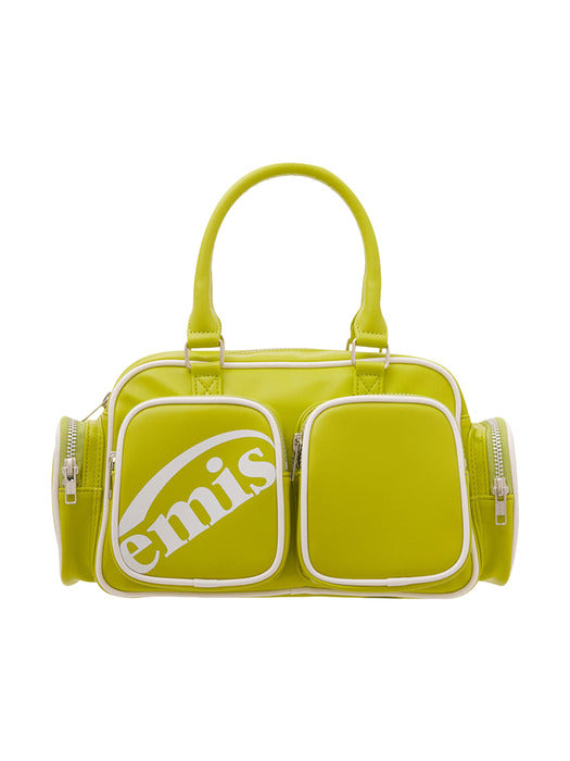 [emis] CROPPED LOGO MULTI-POCKET BAG-YELLOW GREEN