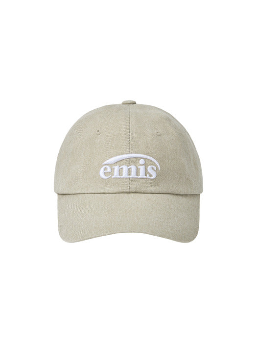 Emis New Logo Pigment Ball Cap-Beige