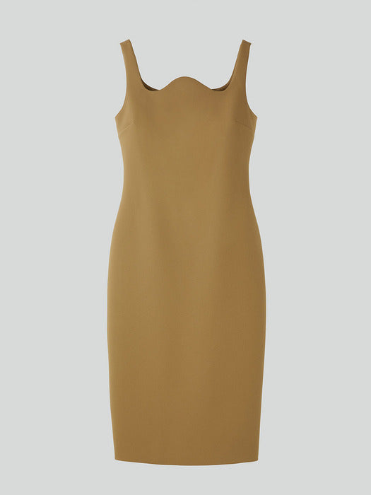 [recto] RC SIGNATURE CURVED NECK DRESS (OCHRE)