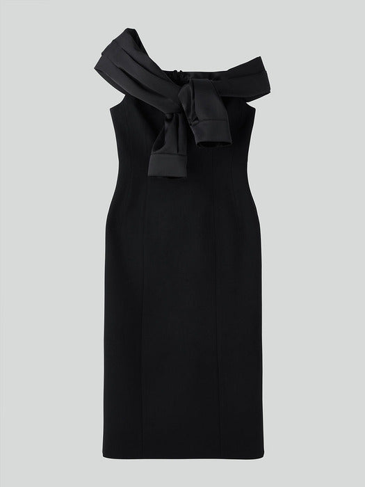 [recto] RC OFF-SHOULDER FITTED DRESS (BLACK)