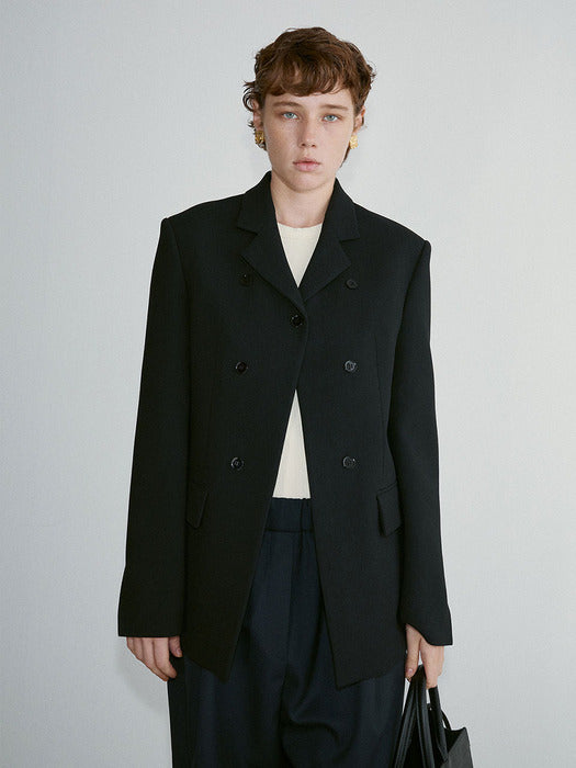 [recto] TWIST TWILL WOOL TAILORED JACKET (BLACK)