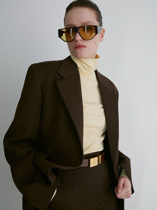 [recto] DUNE STRUCTURED TAILORED JACKET (DARK BROWN)