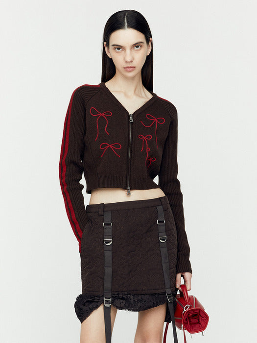 [andersson bell] RIBBON EMBROIDERY KNIT CARDIGAN atb1197w(RED)