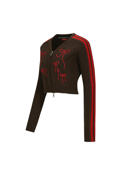 [andersson bell] RIBBON EMBROIDERY KNIT CARDIGAN atb1197w(RED)