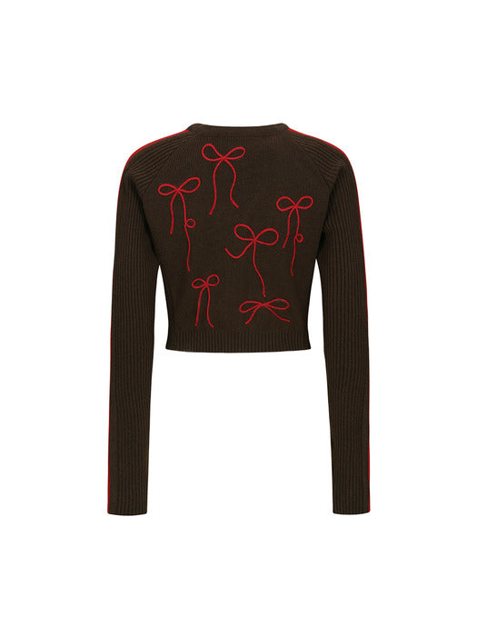 [andersson bell] RIBBON EMBROIDERY KNIT CARDIGAN atb1197w(RED)