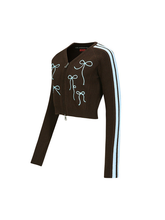 [andersson bell] RIBBON EMBROIDERY KNIT CARDIGAN atb1197w(BLUE)