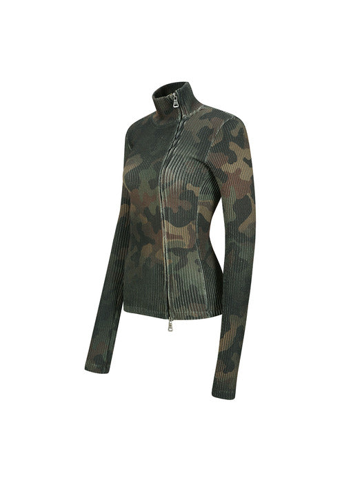 [andersson bell] CAMOUFLAGE PRINTED KNIT TOP atb1188w(KHAKI)