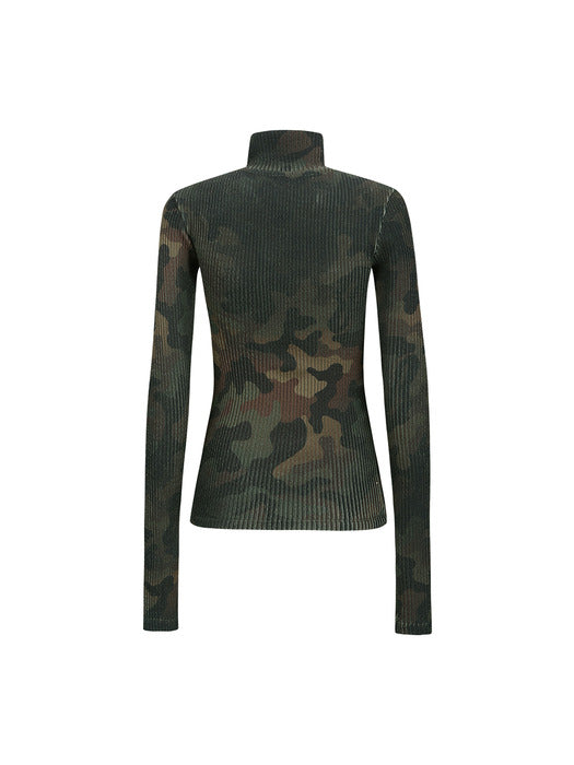 [andersson bell] CAMOUFLAGE PRINTED KNIT TOP atb1188w(KHAKI)