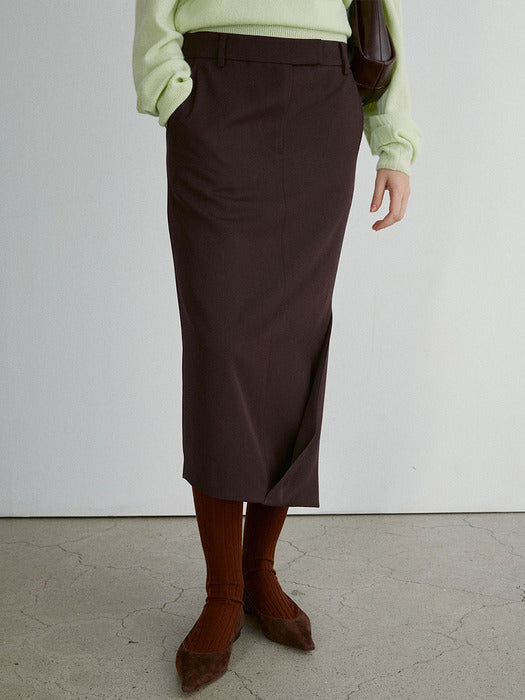 [recto] ASYMMETRIC LONG SKIRT (WINE)