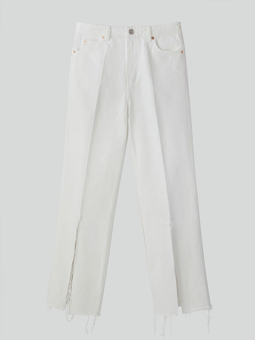 Recto Isla Front Slit Denim Pants (Off White)