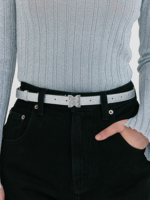 Eenk Zeme Pendant Belt with Logo - Silver