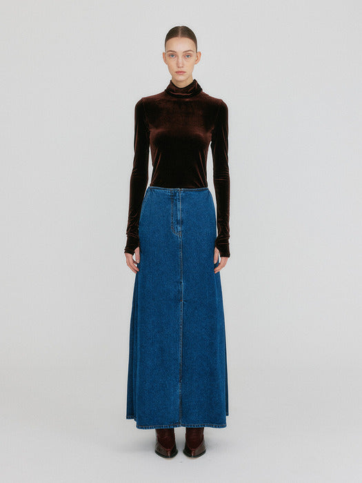 Eenk Zoan Straight Denim Skirt - Blue