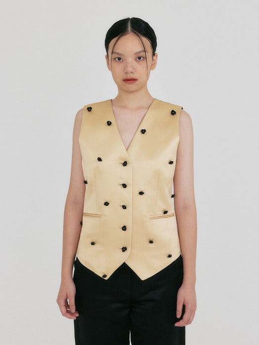 Eenk Zroe Flower Buttoned Vest - Yellow