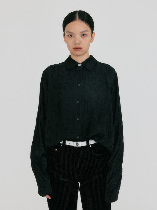 Eenk Ziryna Classic Shirt with Brooch - Black