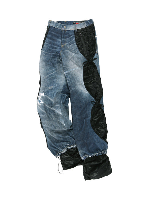 [andersson bell] DENIM TROMPE L`OEIL LAYERED TYING PANTS apa768w(WASHED BLUE)