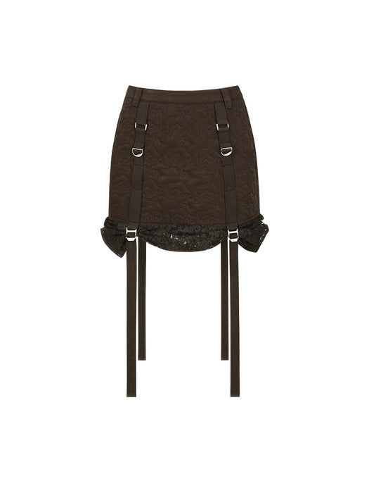 [andersson bell] EMBROIDERY PADDED SKIRT apa764w(D.BROWN)