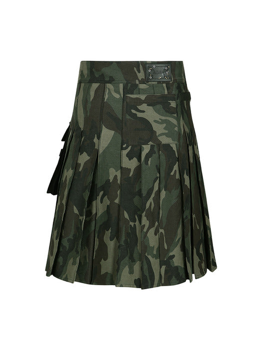 [andersson bell] UNISEX CAMOUFLAGE CARGO POCKET KILT SKIRT apa756u(GREEN)