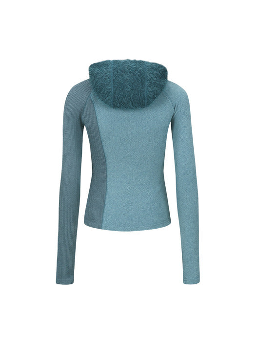 [andersson bell] (ESSENTIAL) TIGHT RIBBED COMBINATION HOODIE atb1195w(BLUE)
