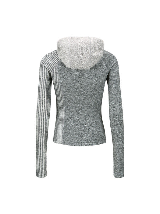 [andersson bell] (ESSENTIAL) TIGHT RIBBED COMBINATION HOODIE atb1194w(MELANGE GREY)