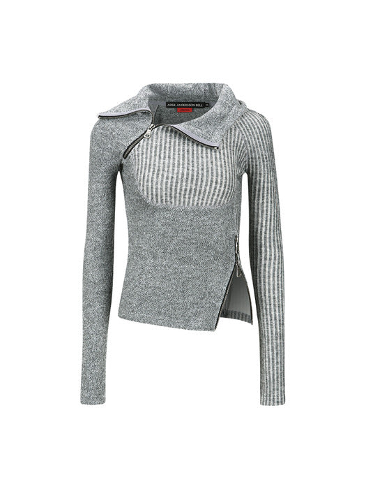[andersson bell] (ESSENTIAL) TIGHT RIBBED COMBINATION HOODIE atb1194w(MELANGE GREY)