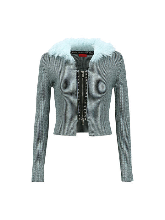 [andersson bell] LACE-UP KNIT CARDIGAN atb1184w(BLUE)