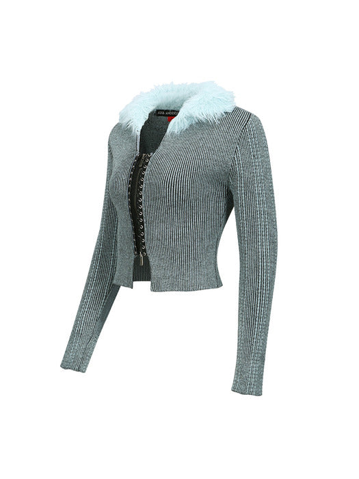 [andersson bell] LACE-UP KNIT CARDIGAN atb1184w(BLUE)