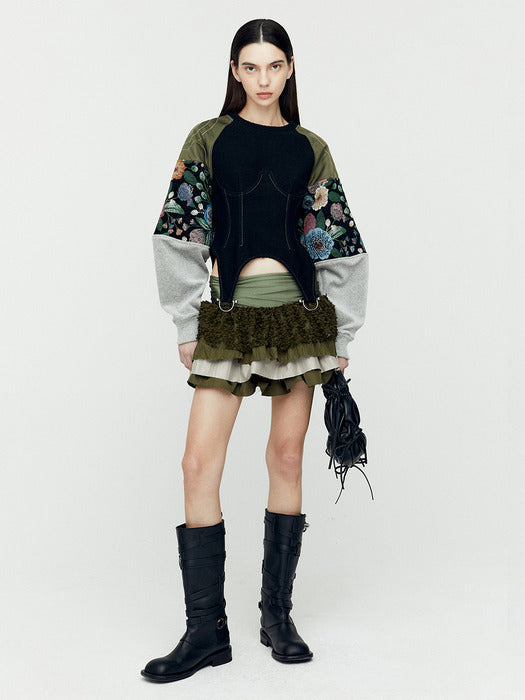 [andersson bell] FLOWER MA-1 TOP atb1177w(BLACK)