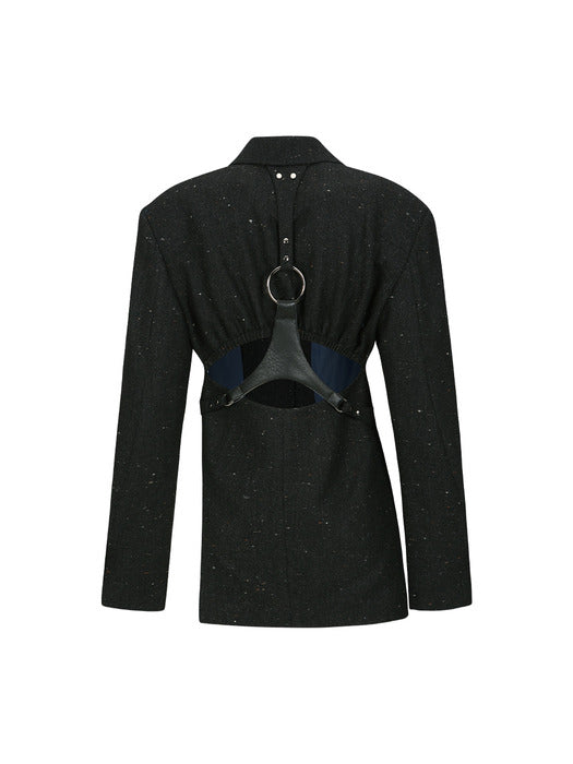 [andersson bell] NEP WOOL CUT-OUT HARNESS JACKET awa665w(BLACK)