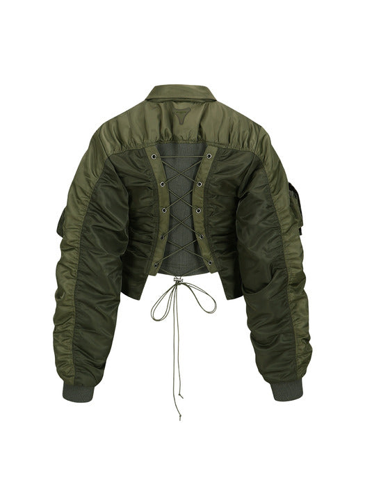 [andersson bell] VITALINA LACE-UP BOMBER JACKET awa652w(KHAKI)