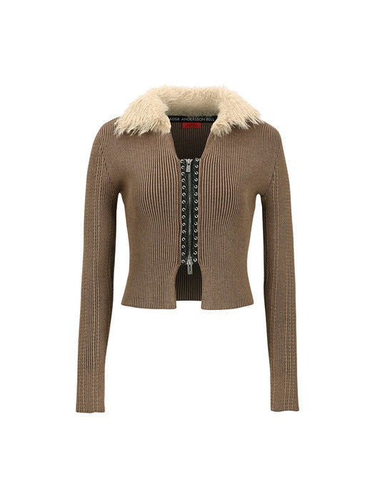 [andersson bell] LACE-UP KNIT CARDIGAN atb1185w(BROWN)