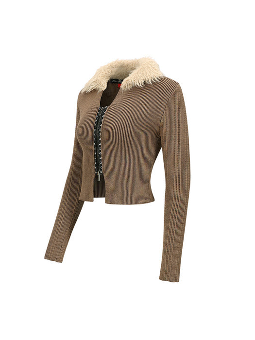 [andersson bell] LACE-UP KNIT CARDIGAN atb1185w(BROWN)