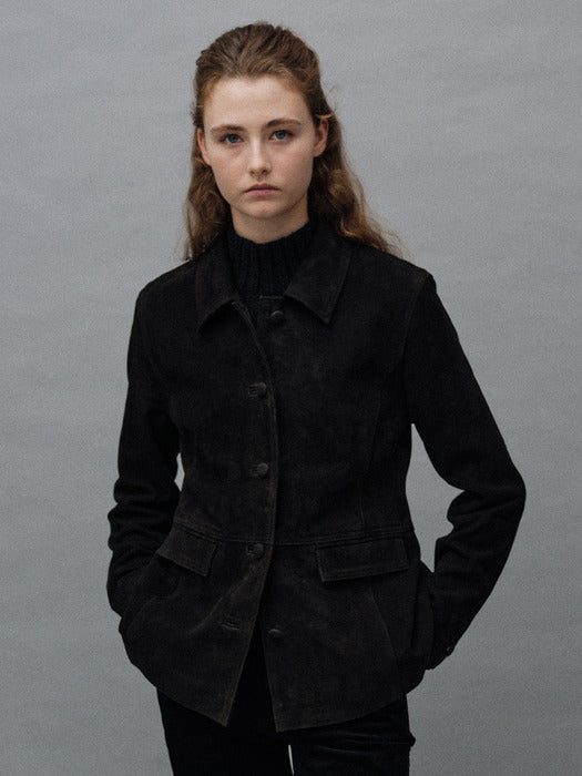 Rona suede jacket (Dark brown)