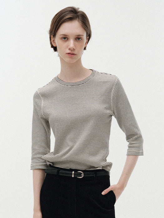 Striped cotton t-shirt (Black)