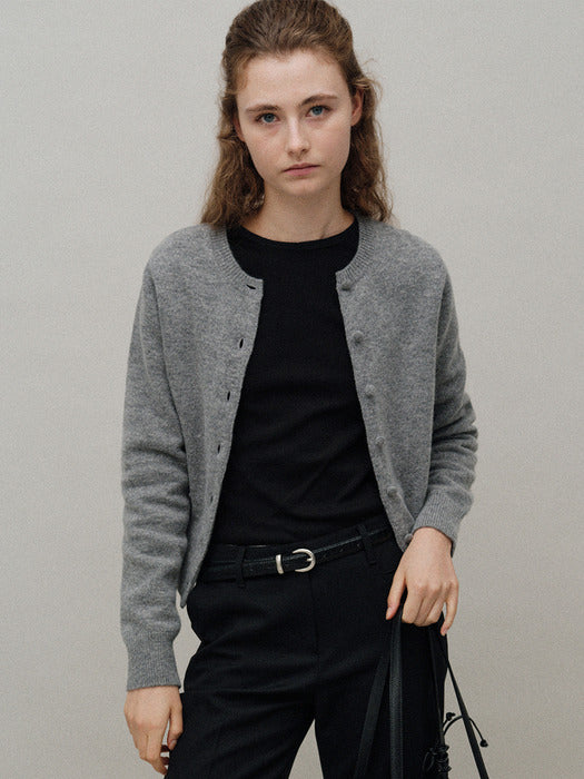 Diene round cardigan (Gray)