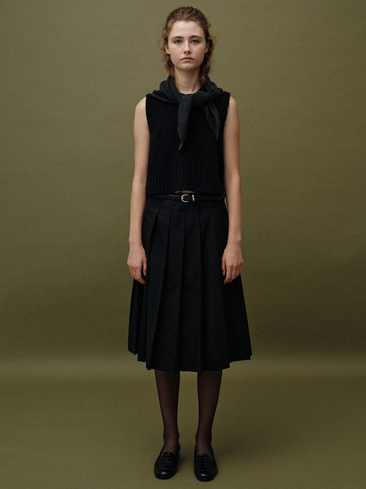 Wool pleated skirt (Black)