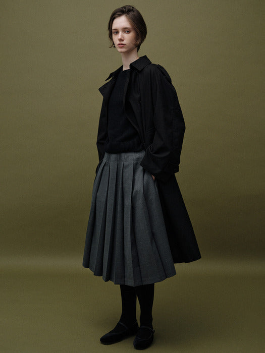 Wool pleated skirt (Gray)