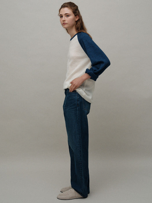 Nothing Written Palie raglan pullover (Ivory / Blue)