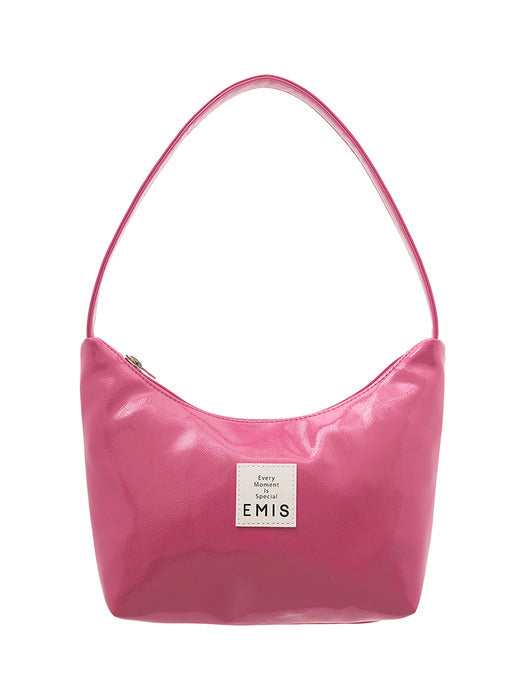 [emis] NEW ENAMEL HOBO BAG-MAGENTA