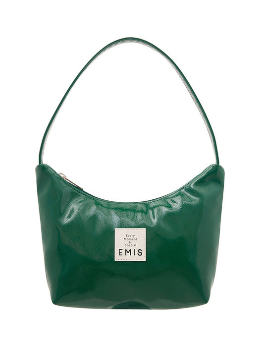 [emis] NEW ENAMEL HOBO BAG-GREEN