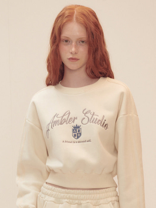 [ambler] AMBLER Symbol Crop Sweatshirt AMC301 (Ivory)