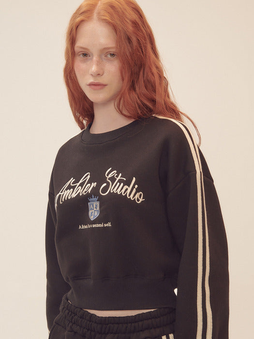 [ambler] AMBLER Symbol Crop Sweatshirt AMC301 (Black)