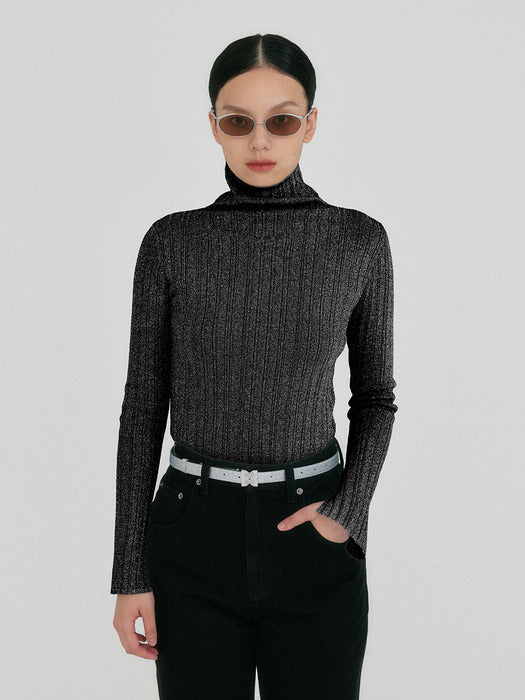 Eenk Zouq Slim-fit Turtle Neck Knit Top - Grey
