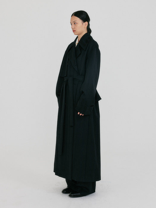 Eenk Zeidia Oversized Belted Trench Coat - Black