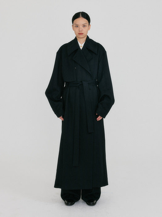 Eenk Zeidia Oversized Belted Trench Coat - Black