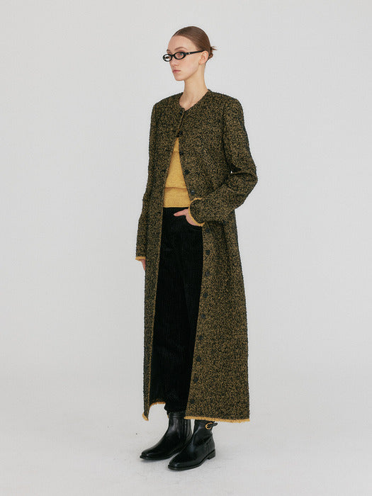 Eenk Zilous Round Neck Coat - Beige/Black