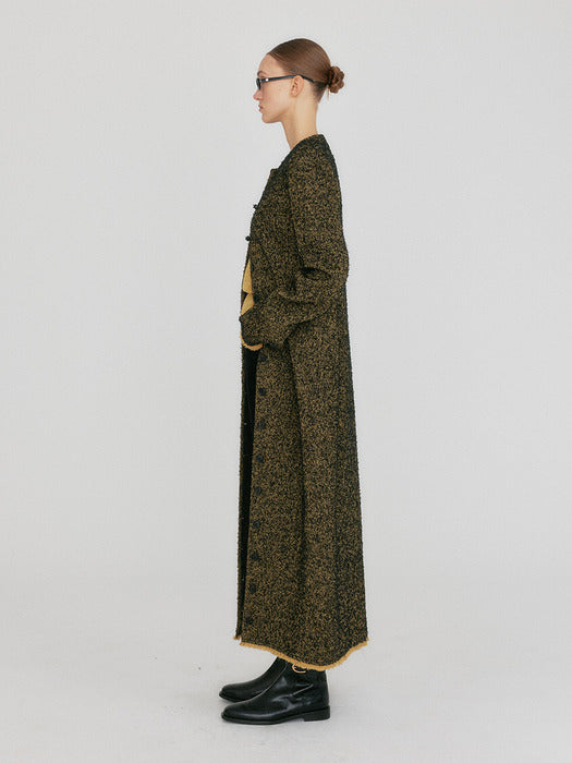 Eenk Zilous Round Neck Coat - Beige/Black