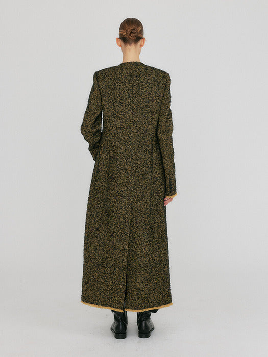 Eenk Zilous Round Neck Coat - Beige/Black